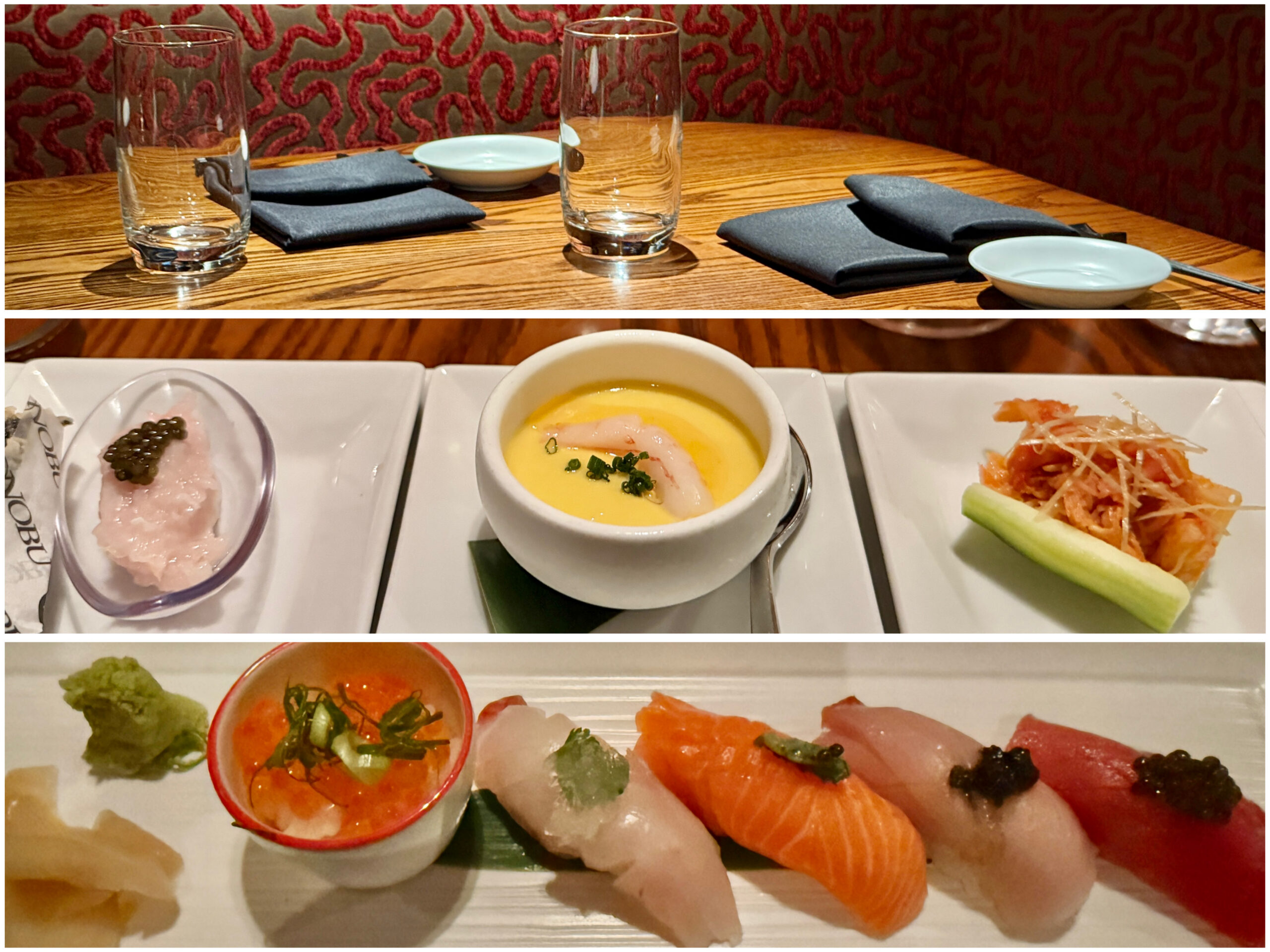 Melbourne Omakase (vom "chef" zusammengestellt) im Nobu besteht aus ...