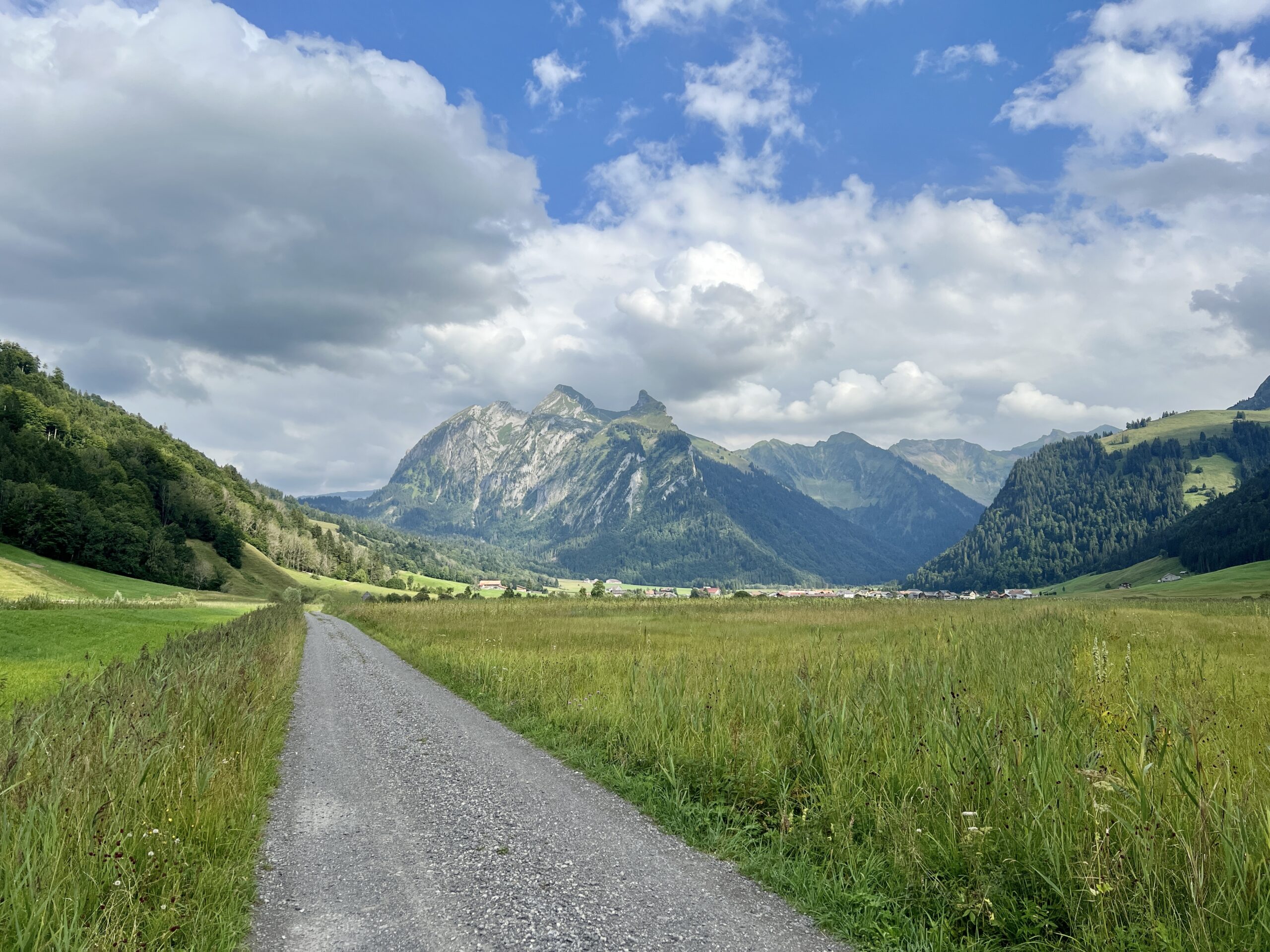 Blick zurück nach Studen mit Fluebrig in der Mitte ( Diethlem 1298 müM)